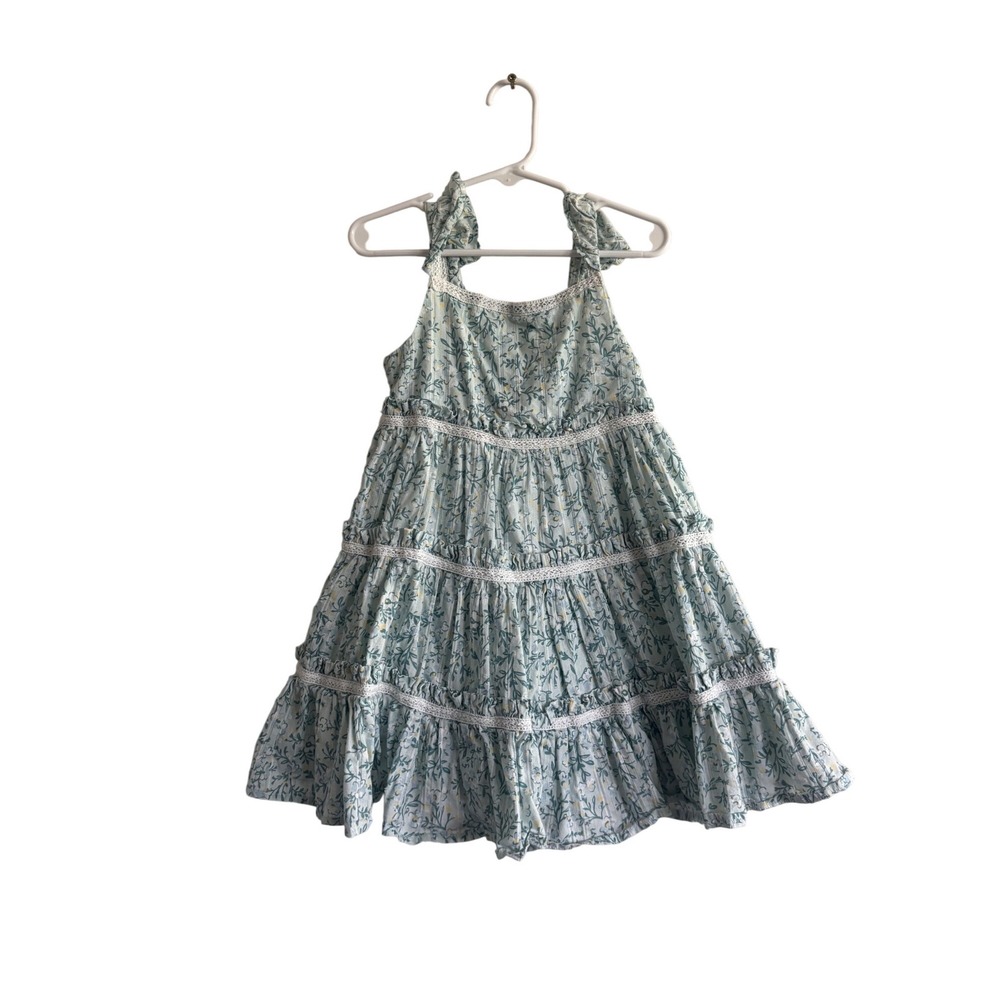 Catherine Malandrino Girls Blue Floral Tiered Lace Trim Sundress Size 5T